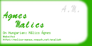 agnes malics business card